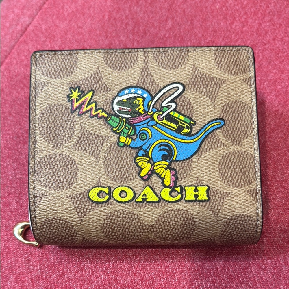 Coach Brown Wallet with Colorful Graphic
